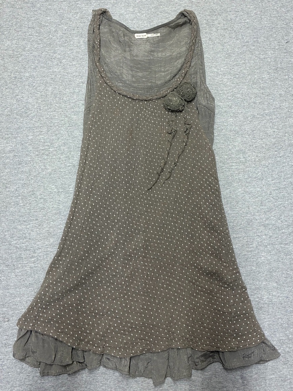 Blue Bird Taupe Layered Rosette Tank Tunic